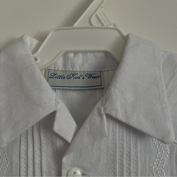 Little Kids Wear Cuban Guayabera Button Up Short Sleeve White Shirt Kids-NWT - Picture 3 of 9